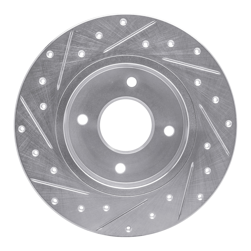 Nissan Sentra Brake Rotor (1) - Rear Right - R1 Concepts - Drilled & Slotted - Silver - `04-`06